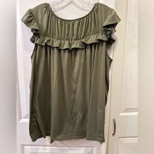 Lularoe Olive Green Ruffle Women's Top size XL
